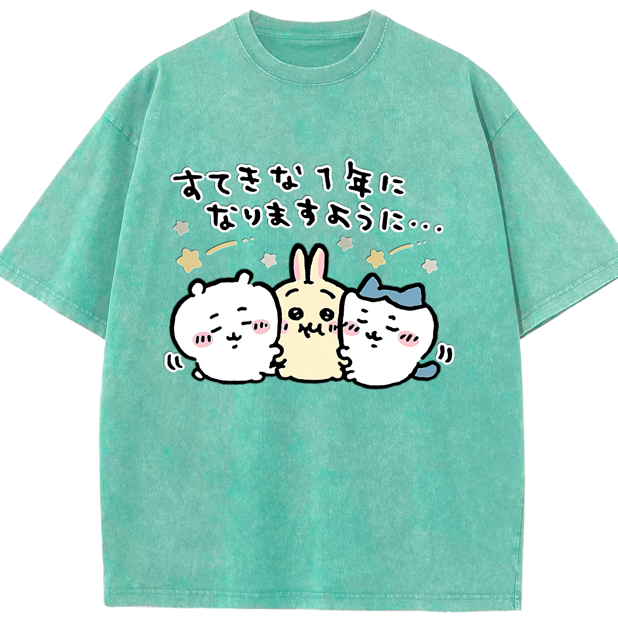（画像用） ちいかわ ちいかわ Chii-kawa chiikawa 綿100% ヴィンテージ風 半袖Tシャツ（フロントプリント）